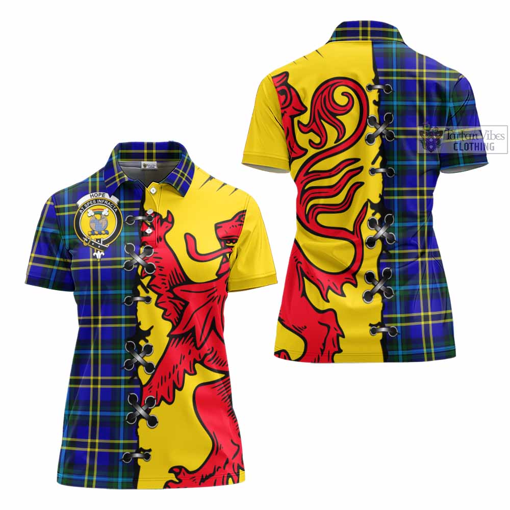 Hope Tartan Family Crest Women's Polo Shirt Lion Rampant Honor - Tartan Vibes Clothing