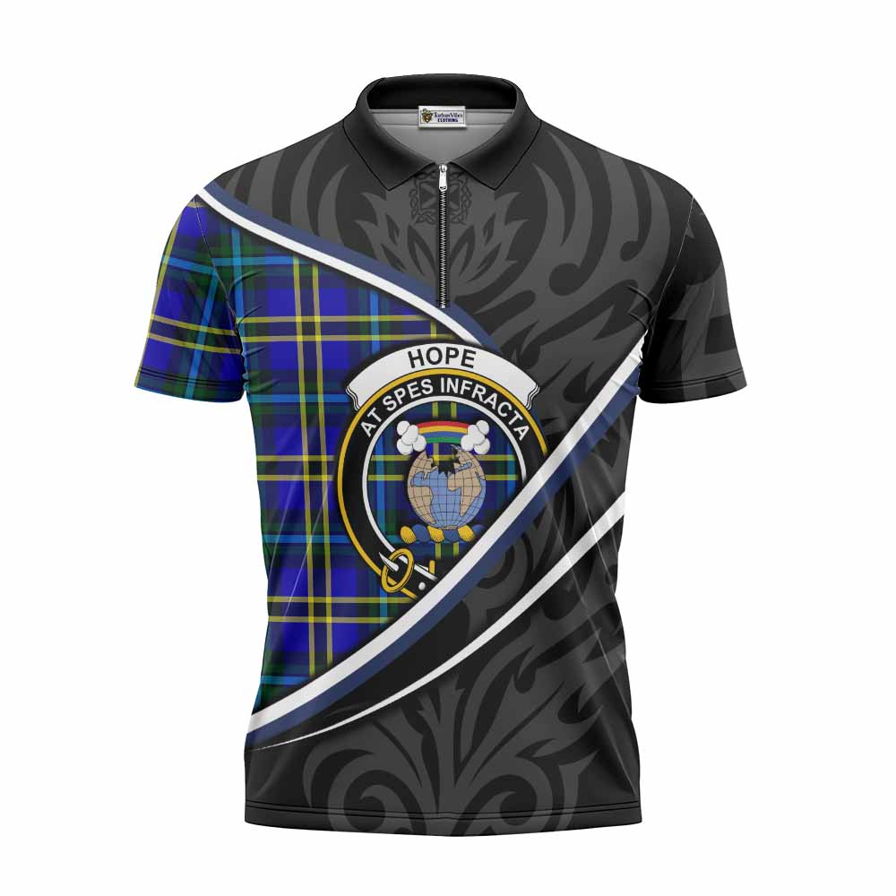 Hope Tartan Family Crest Zipper Polo Shirt Celtic Scottish Thistle Floral - Tartan Vibes Clothing