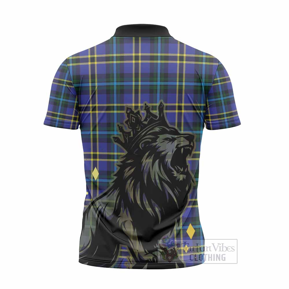 Hope Tartan Family Crest Zipper Polo Shirt Crowned Lion Roaring
