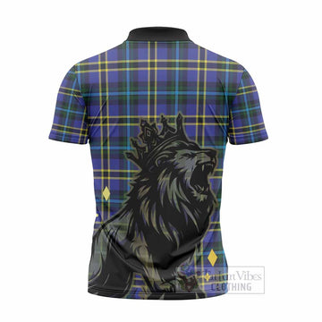 Hope Tartan Family Crest Zipper Polo Shirt Crowned Lion Roaring