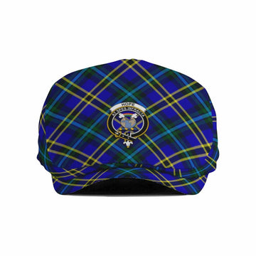 Hope Tartan Flat Cap, Jeff Cap Cross Style with Family Crest