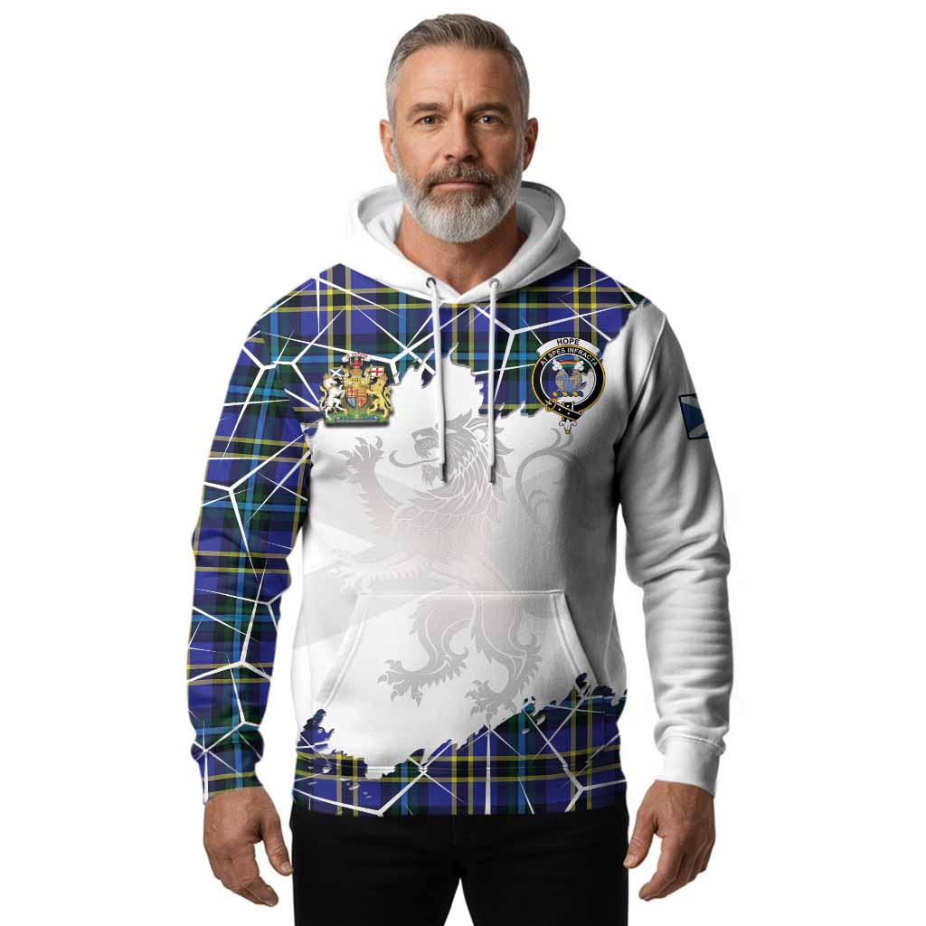 Hope Tartan Hoodie with Family Crest and Lion Rampant Grunge Style