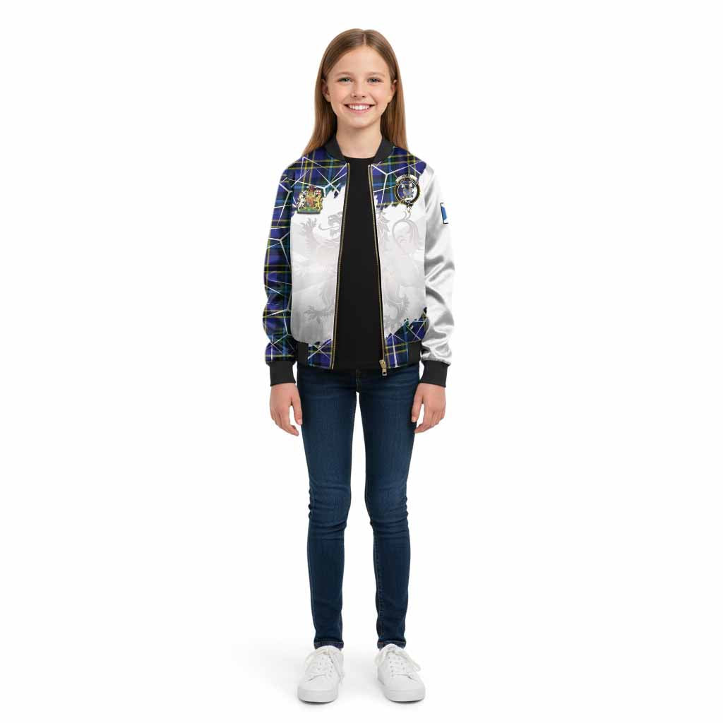 Hope Tartan Kid Bomber Jacket with Family Crest and Lion Rampant Grunge Style