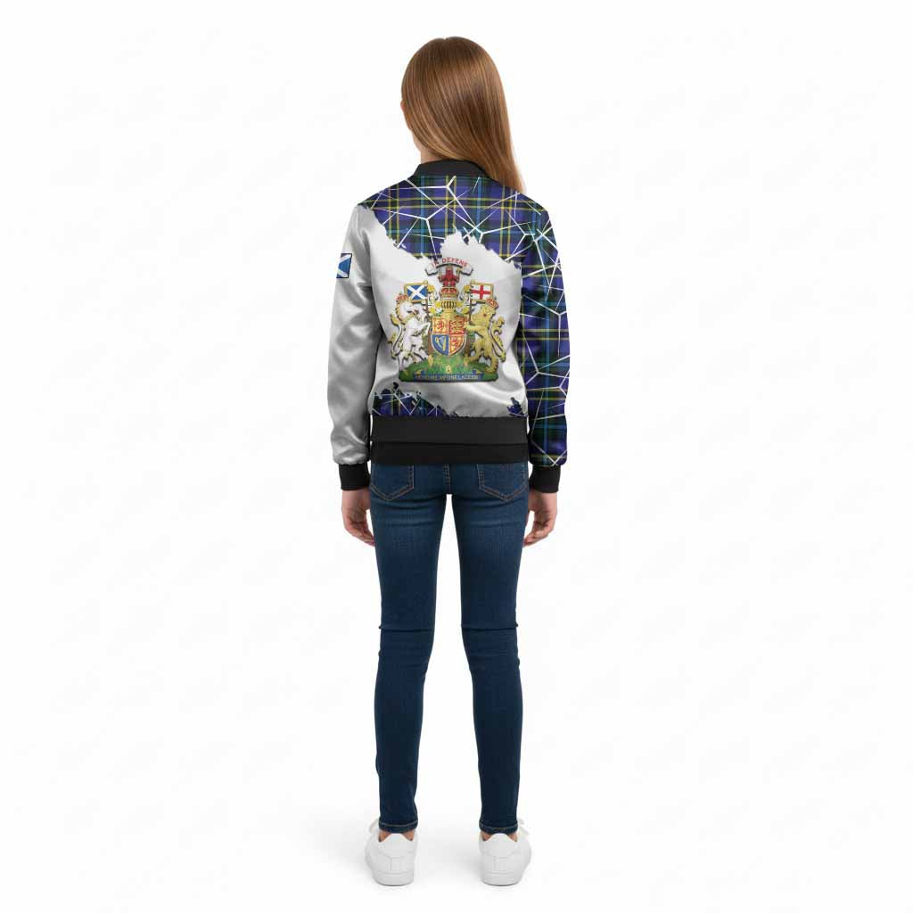 Hope Tartan Kid Bomber Jacket with Family Crest and Lion Rampant Grunge Style