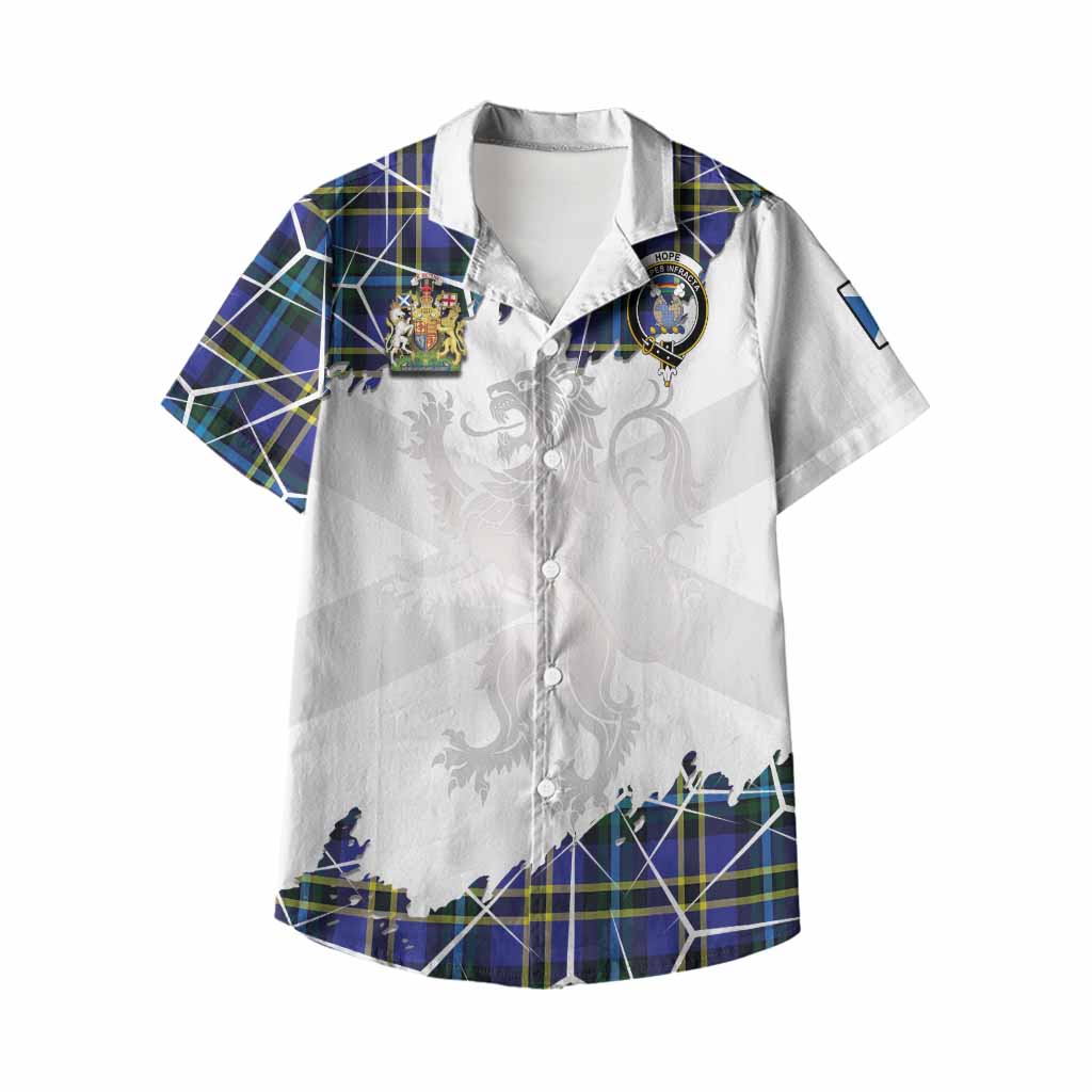 Hope Tartan Kid Hawaiian Shirt with Family Crest and Lion Rampant Grunge Style