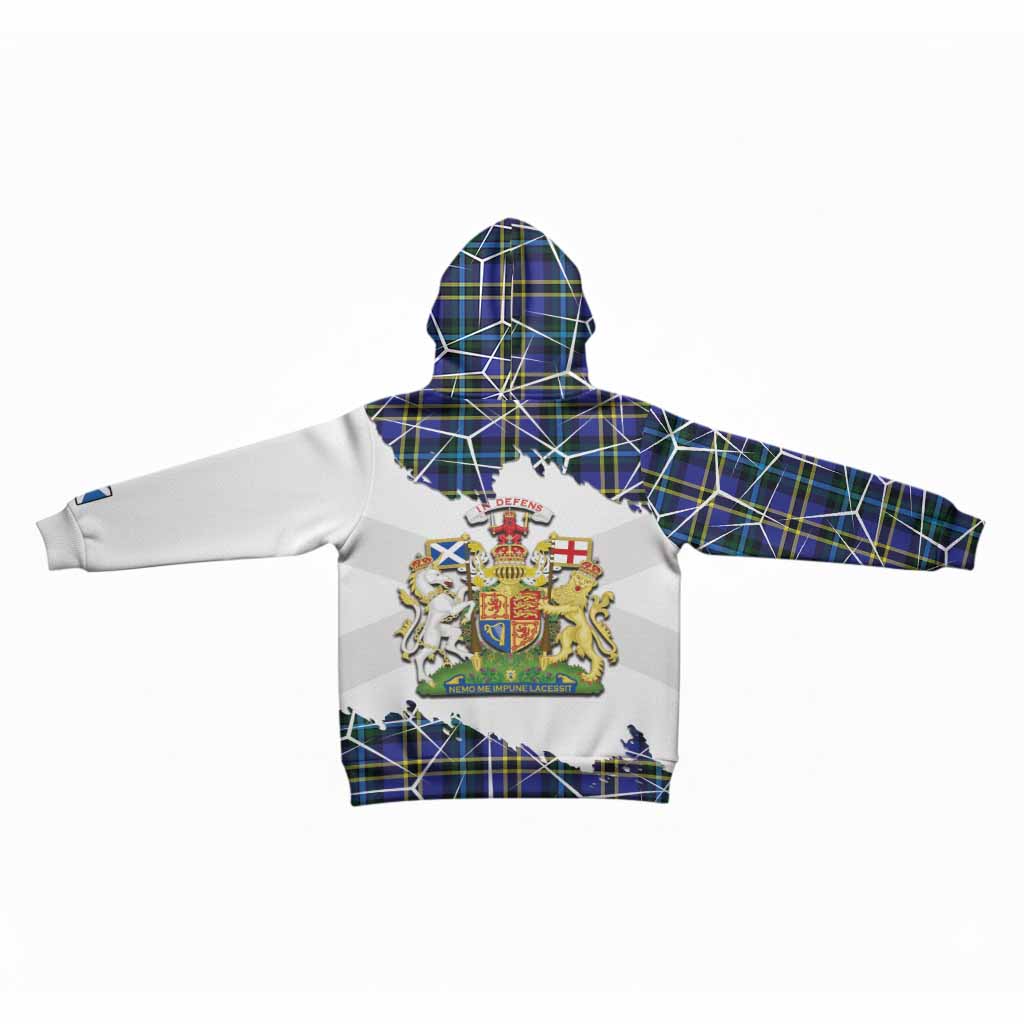 Hope Tartan Kid Hoodie with Family Crest and Lion Rampant Grunge Style
