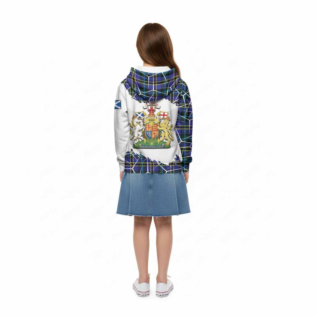 Hope Tartan Kid Hoodie with Family Crest and Lion Rampant Grunge Style
