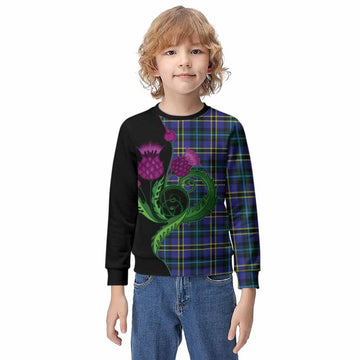 Hope Tartan Kid Knitted Sweatshirt Traditional Scottish Thistle
