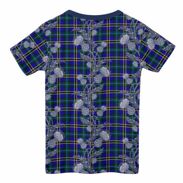 Hope Tartan Kid T-shirt Seamless Scottish Thistle Flowers