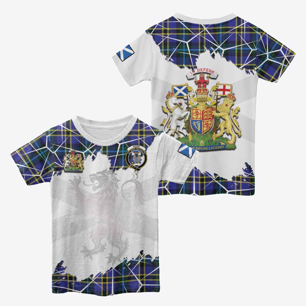 Hope Tartan Kid T-shirt with Family Crest and Lion Rampant Grunge Style