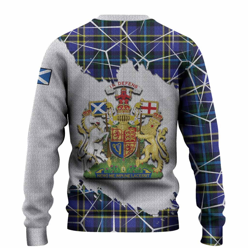 Hope Tartan Knitted Sweater with Family Crest and Lion Rampant Grunge Style