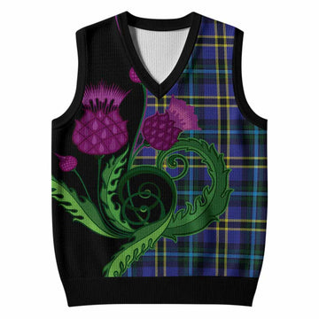 Hope Tartan Knitted V-Neck Vest Traditional Scottish Thistle