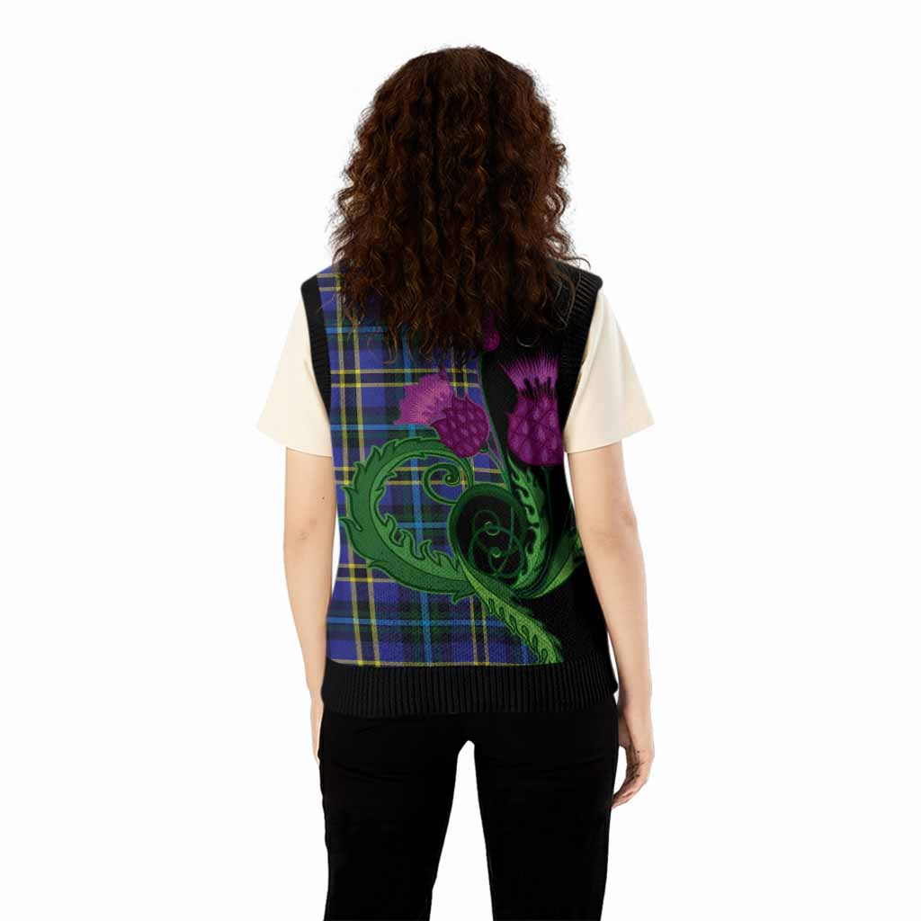 Hope Tartan Knitted V-Neck Vest Traditional Scottish Thistle