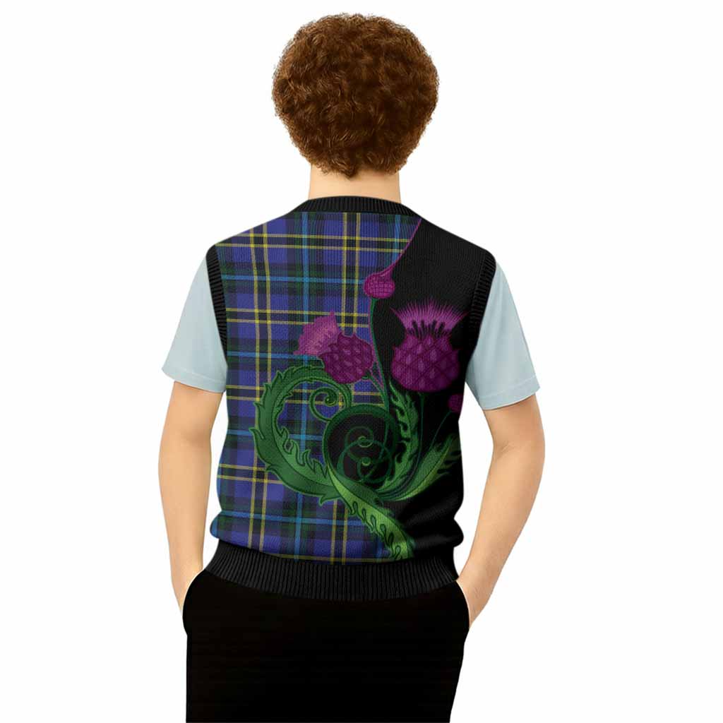 Hope Tartan Knitted V-Neck Vest Traditional Scottish Thistle