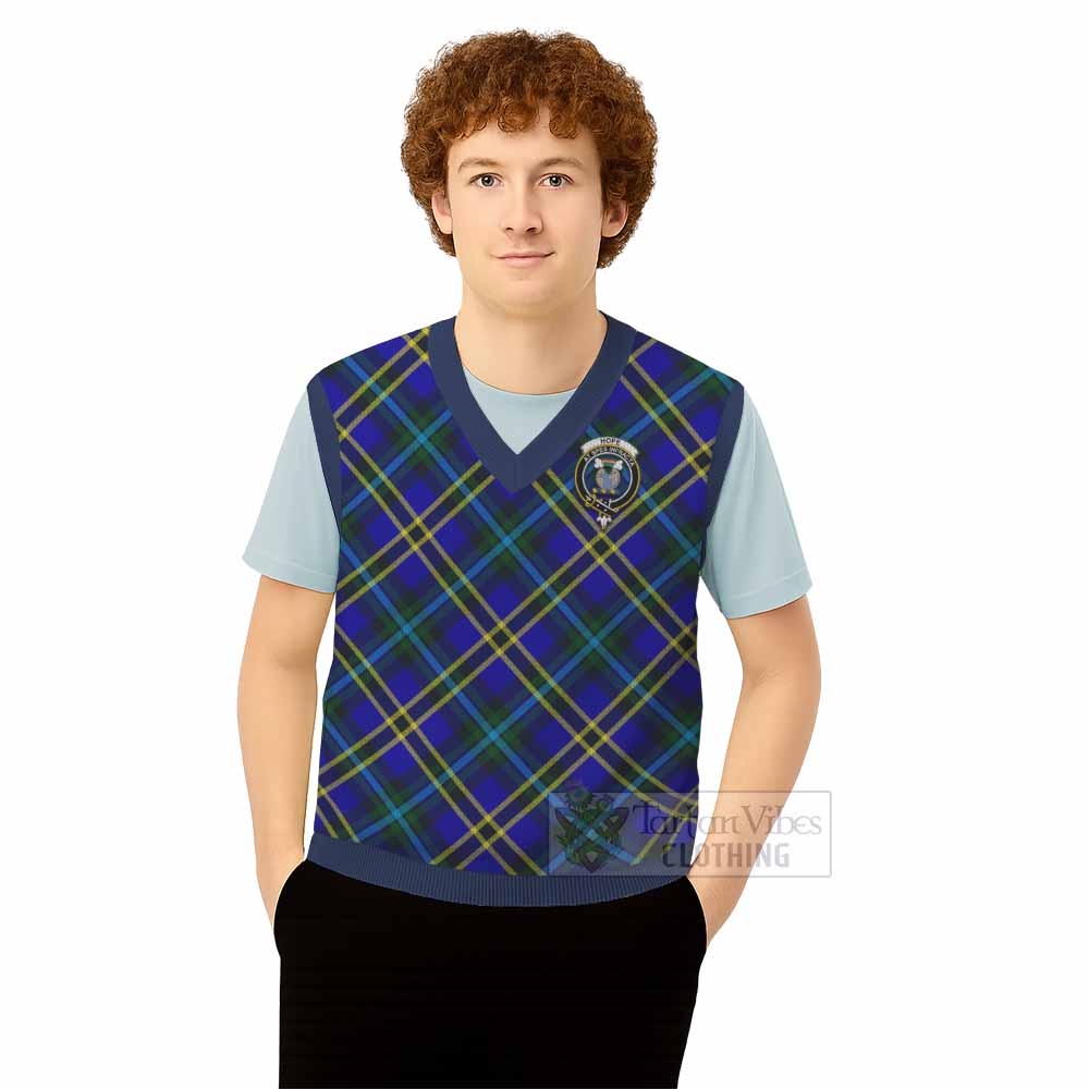 Hope Tartan Knitted V-Neck Vest with Family Crest Cross Style
