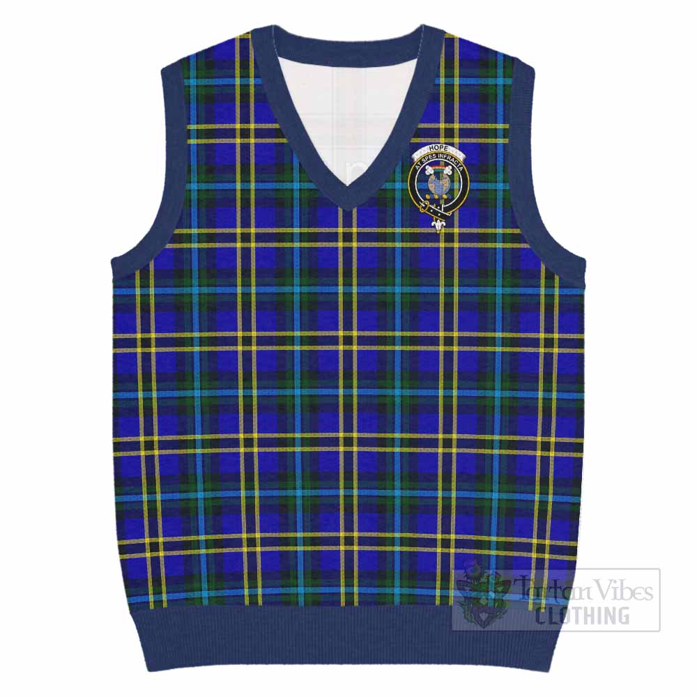 Hope Tartan Knitted V-Neck Vest with Family Crest - Tartan Vibes Clothing