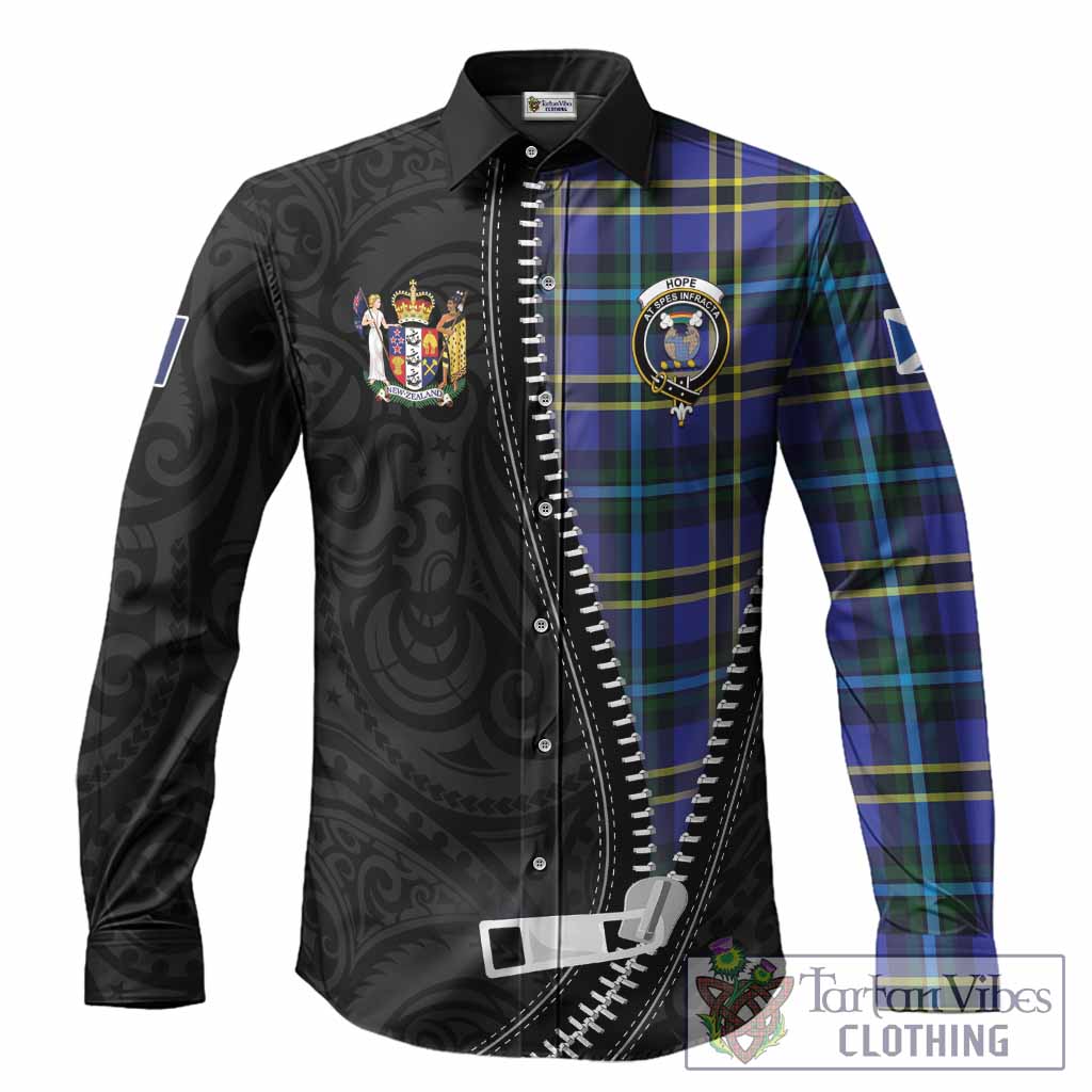 Hope Tartan Long Sleeve Button Shirts New Zealand Pattern Unique Zipper Stylized
