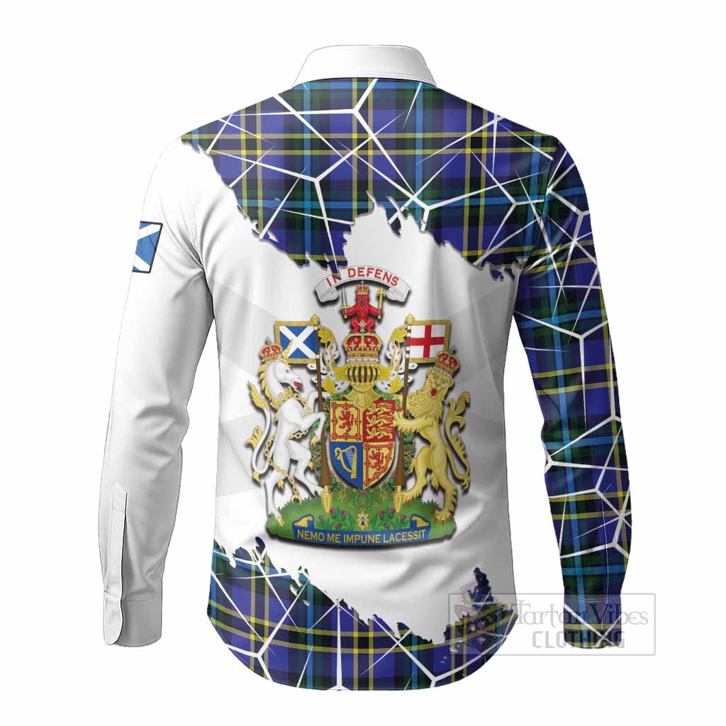 Hope Tartan Long Sleeve Button Shirts with Family Crest and Lion Rampant Grunge Style