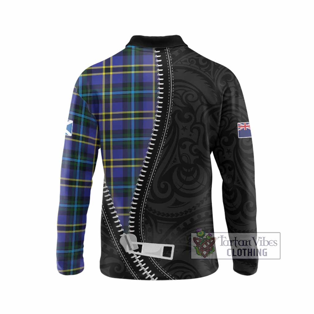 Hope Tartan Long Sleeve Polo Shirt New Zealand Pattern Unique Zipper Stylized