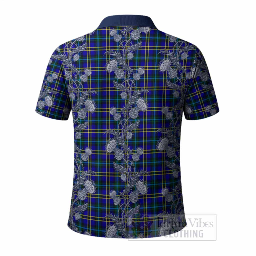 Hope Tartan Polo Shirt Seamless Scottish Thistle Flowers
