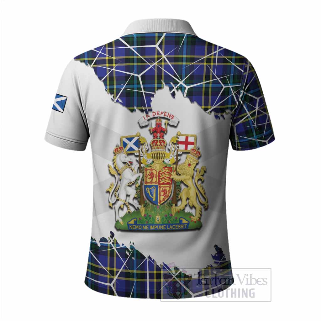 Hope Tartan Polo Shirt with Family Crest and Lion Rampant Grunge Style