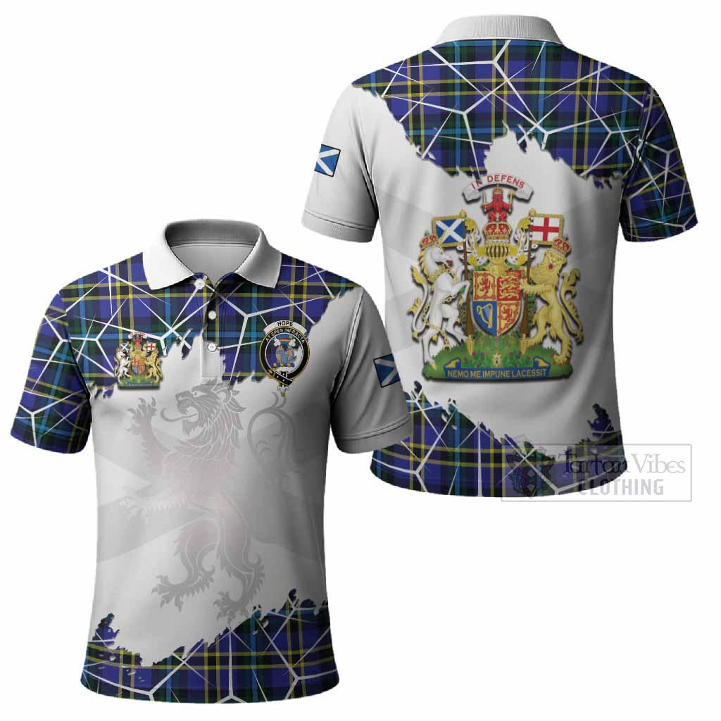 Hope Tartan Polo Shirt with Family Crest and Lion Rampant Grunge Style