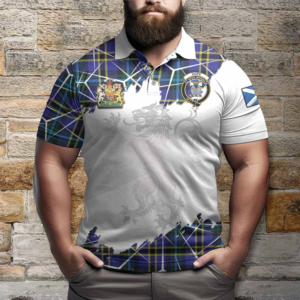 Hope Tartan Polo Shirt with Family Crest and Lion Rampant Grunge Style