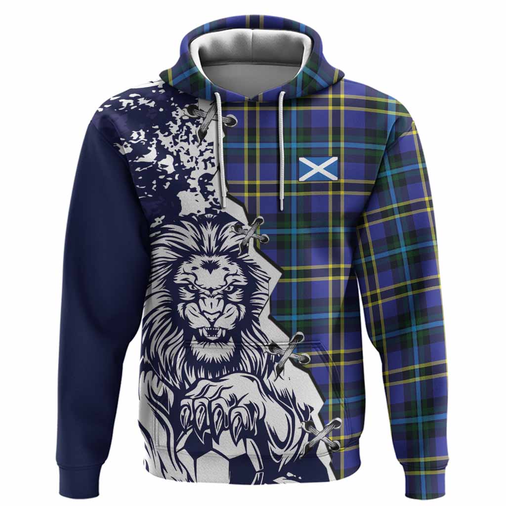 Hope Tartan Scottish Hoodie Angry Lion With Soccer Ball Style