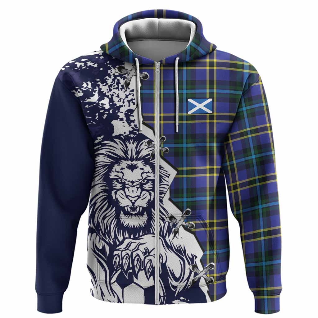 Hope Tartan Scottish Hoodie Angry Lion With Soccer Ball Style