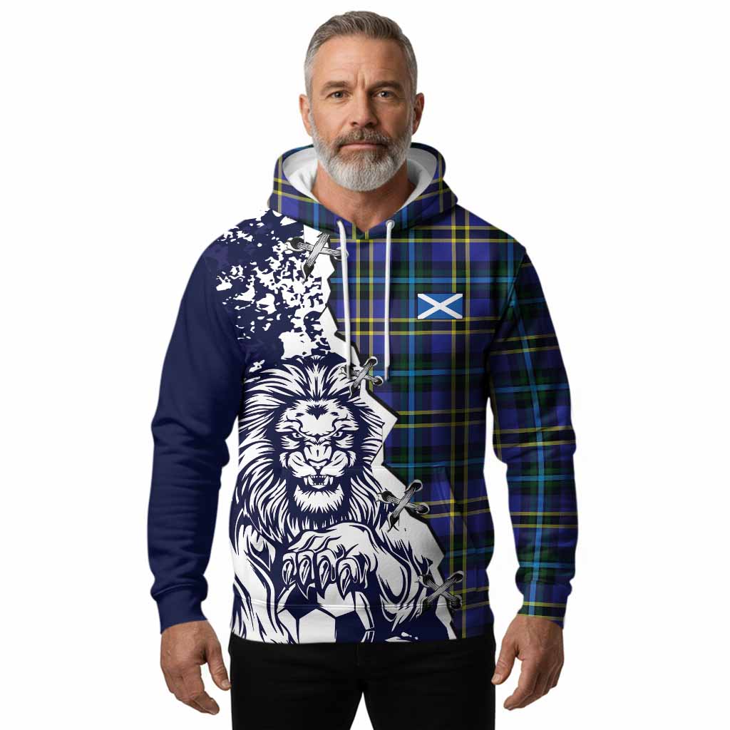 Hope Tartan Scottish Hoodie Angry Lion With Soccer Ball Style