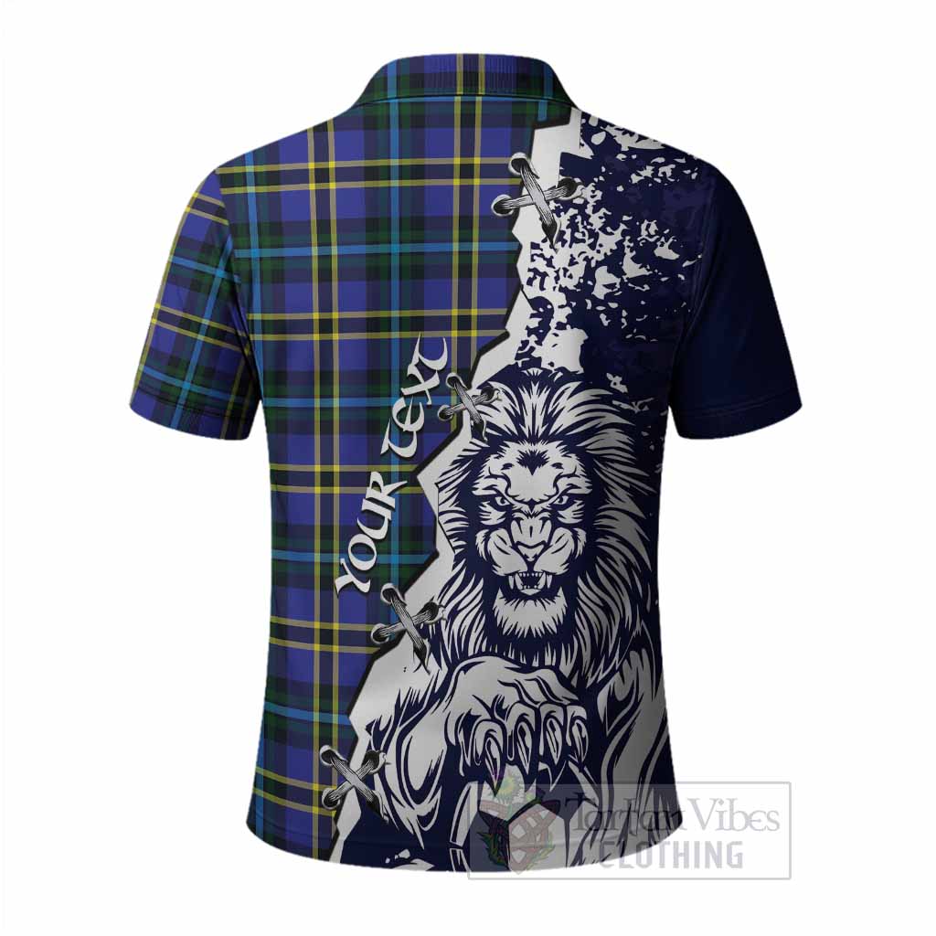 Hope Tartan Scottish Polo Shirt Angry Lion With Soccer Ball Style