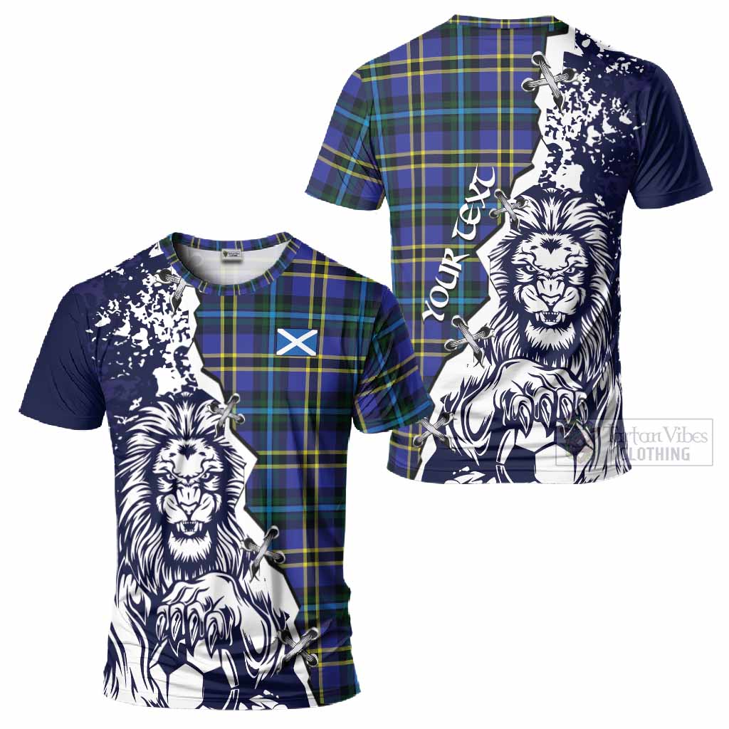 Hope Tartan Scottish T-Shirt Angry Lion With Soccer Ball Style