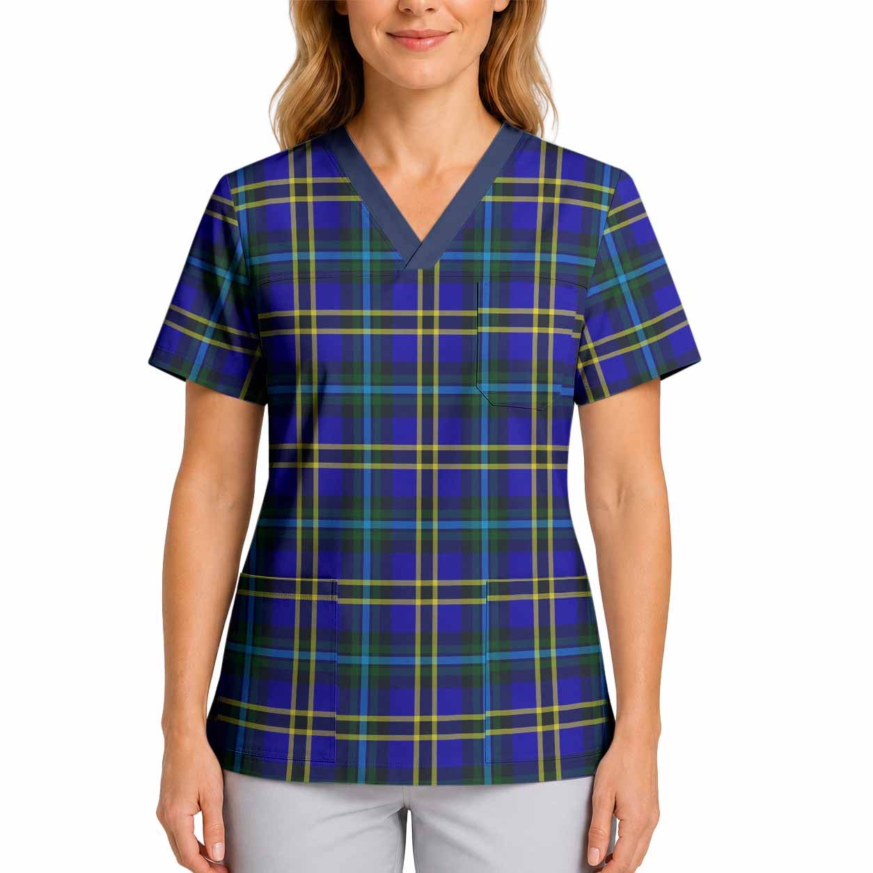 Hope Tartan Scrub Top 4XL - Tartan Vibes Clothing