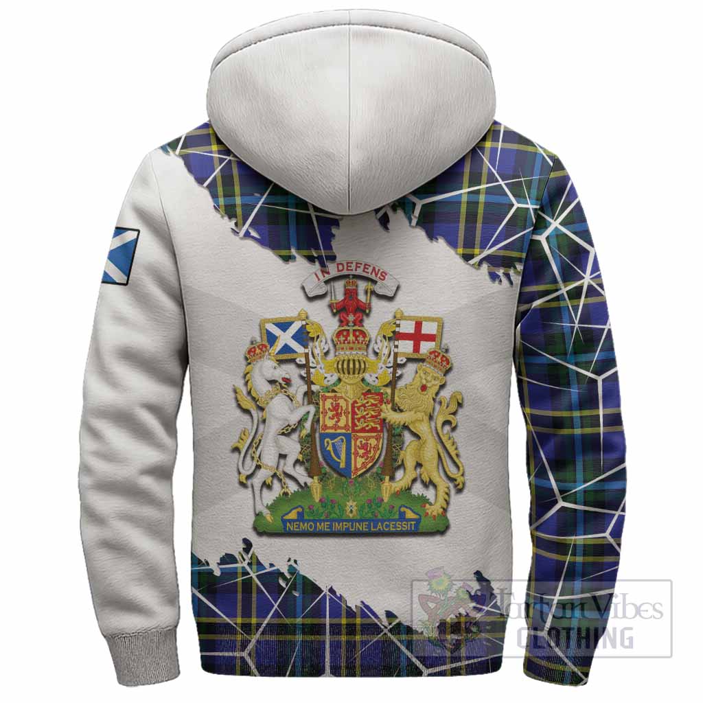 Hope Tartan Sherpa Hoodie with Family Crest and Lion Rampant Grunge Style