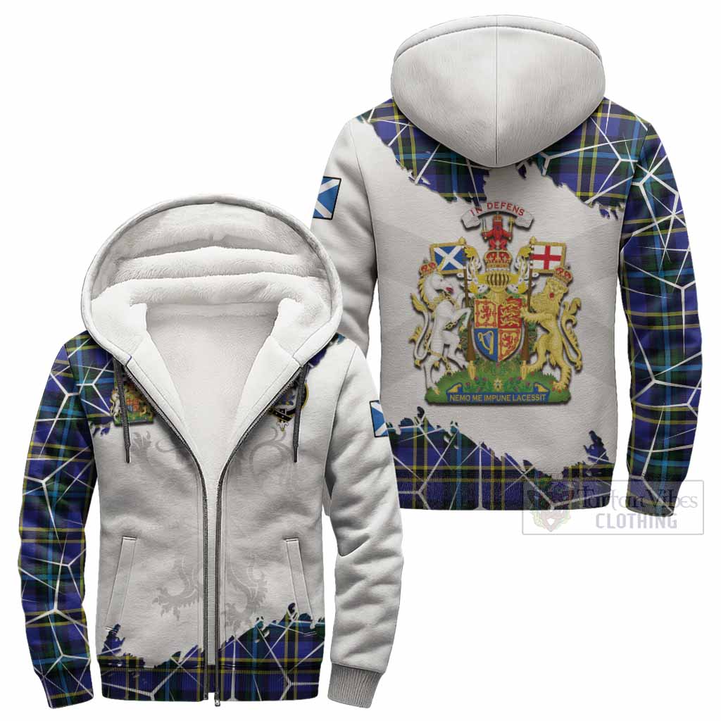 Hope Tartan Sherpa Hoodie with Family Crest and Lion Rampant Grunge Style