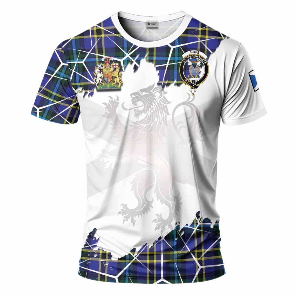 Hope Tartan T-Shirt with Family Crest and Lion Rampant Grunge Style