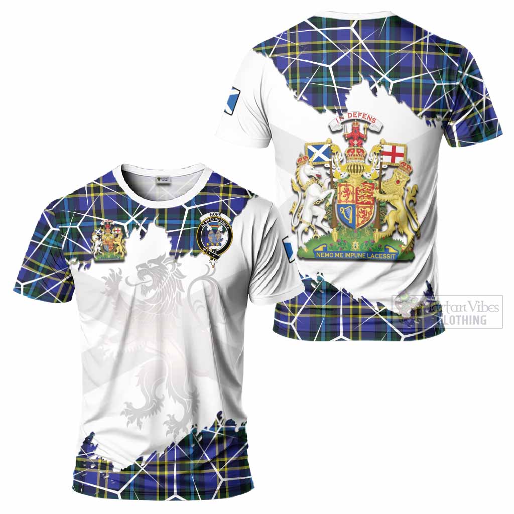 Hope Tartan T-Shirt with Family Crest and Lion Rampant Grunge Style
