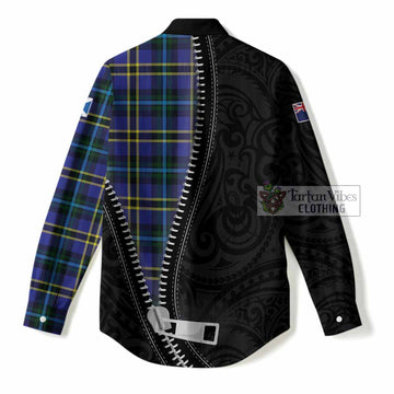Hope Tartan Women Casual Shirt New Zealand Pattern Unique Zipper Stylized