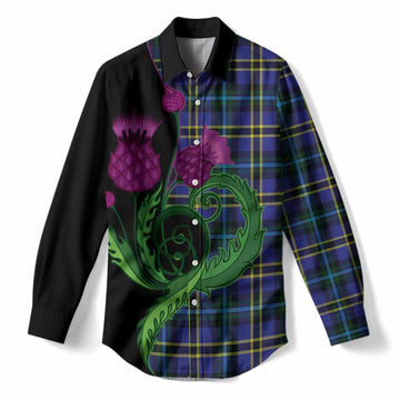 Hope Tartan Women Casual Shirt Traditional Scottish Thistle