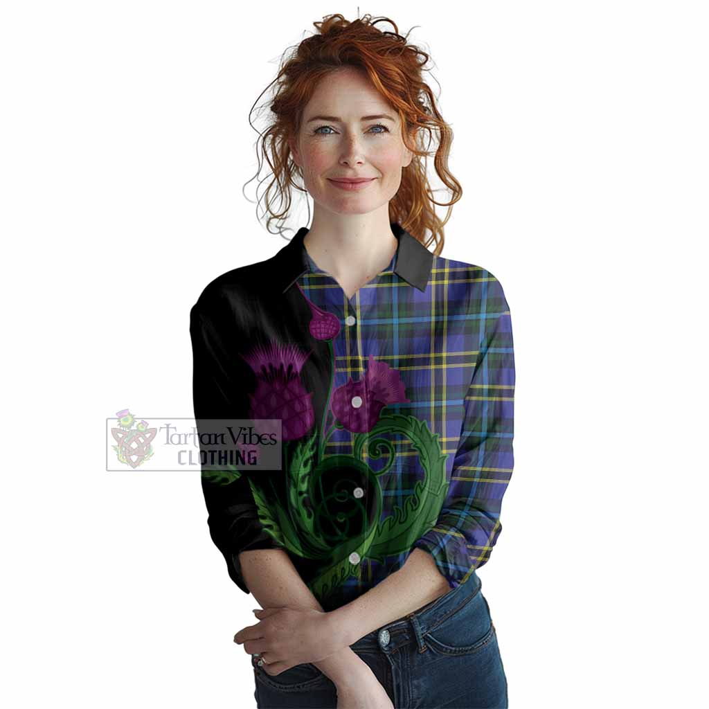 Hope Tartan Women Casual Shirt Traditional Scottish Thistle