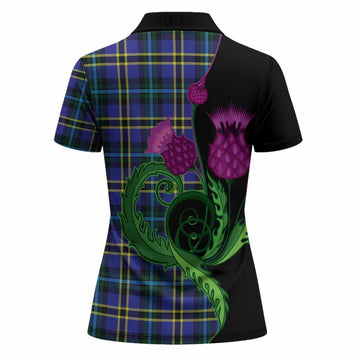Hope Tartan Women Polo Shirt Traditional Scottish Thistle