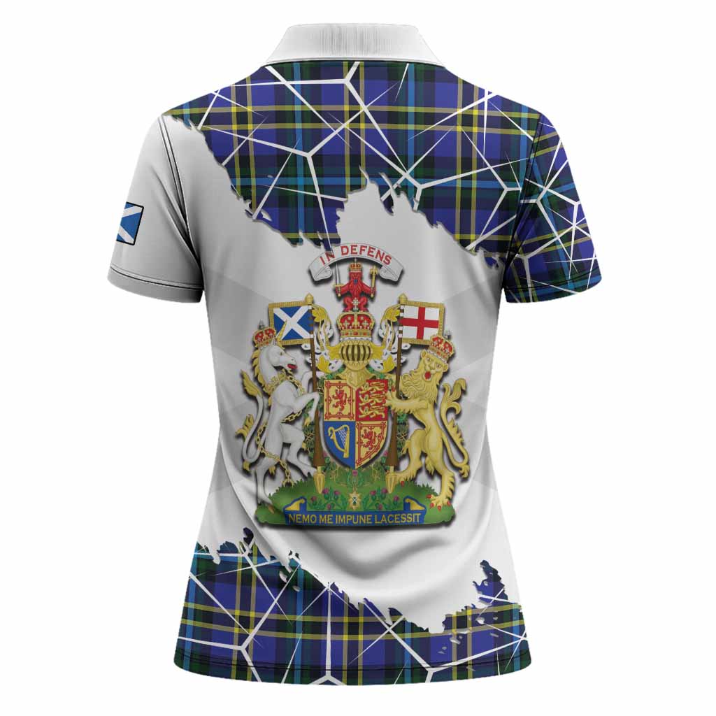 Hope Tartan Women Polo Shirt with Family Crest and Lion Rampant Grunge Style