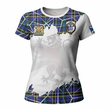 Hope Tartan Women T shirt with Family Crest and Lion Rampant Grunge Style