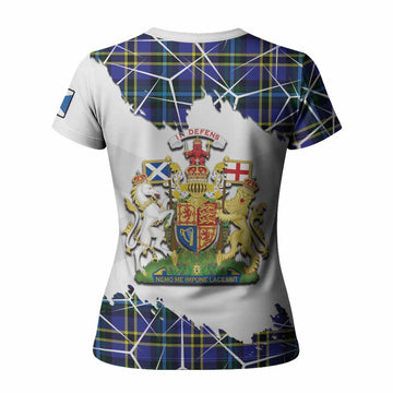 Hope Tartan Women T shirt with Family Crest and Lion Rampant Grunge Style