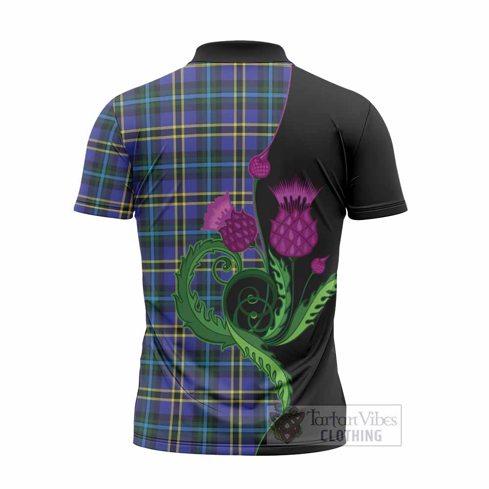 Hope Tartan Zipper Polo Shirt Traditional Scottish Thistle