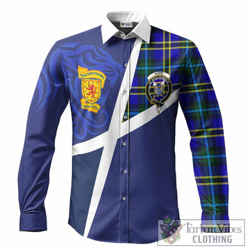 Hope The Scottish Football Crest Long Sleeve Button Shirts Lion-Tartan Army