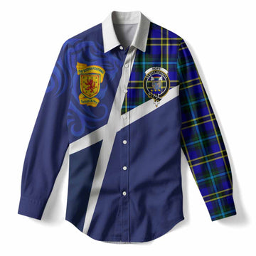 Hope The Scottish Football Crest Women Casual Shirt Lion-Tartan Army
