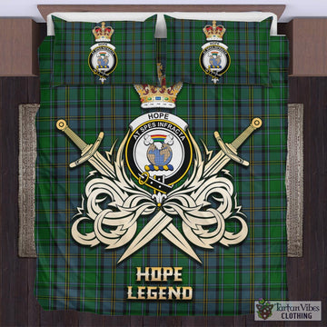 Hope Vere Tartan Bedding Set with Clan Crest and the Golden Sword of Courageous Legacy