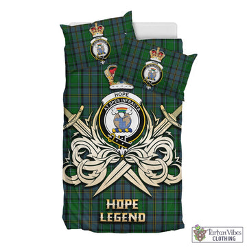 Hope Vere Tartan Bedding Set with Clan Crest and the Golden Sword of Courageous Legacy