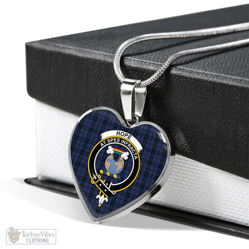 Hope (Vere-Weir) Tartan Heart Necklace with Family Crest